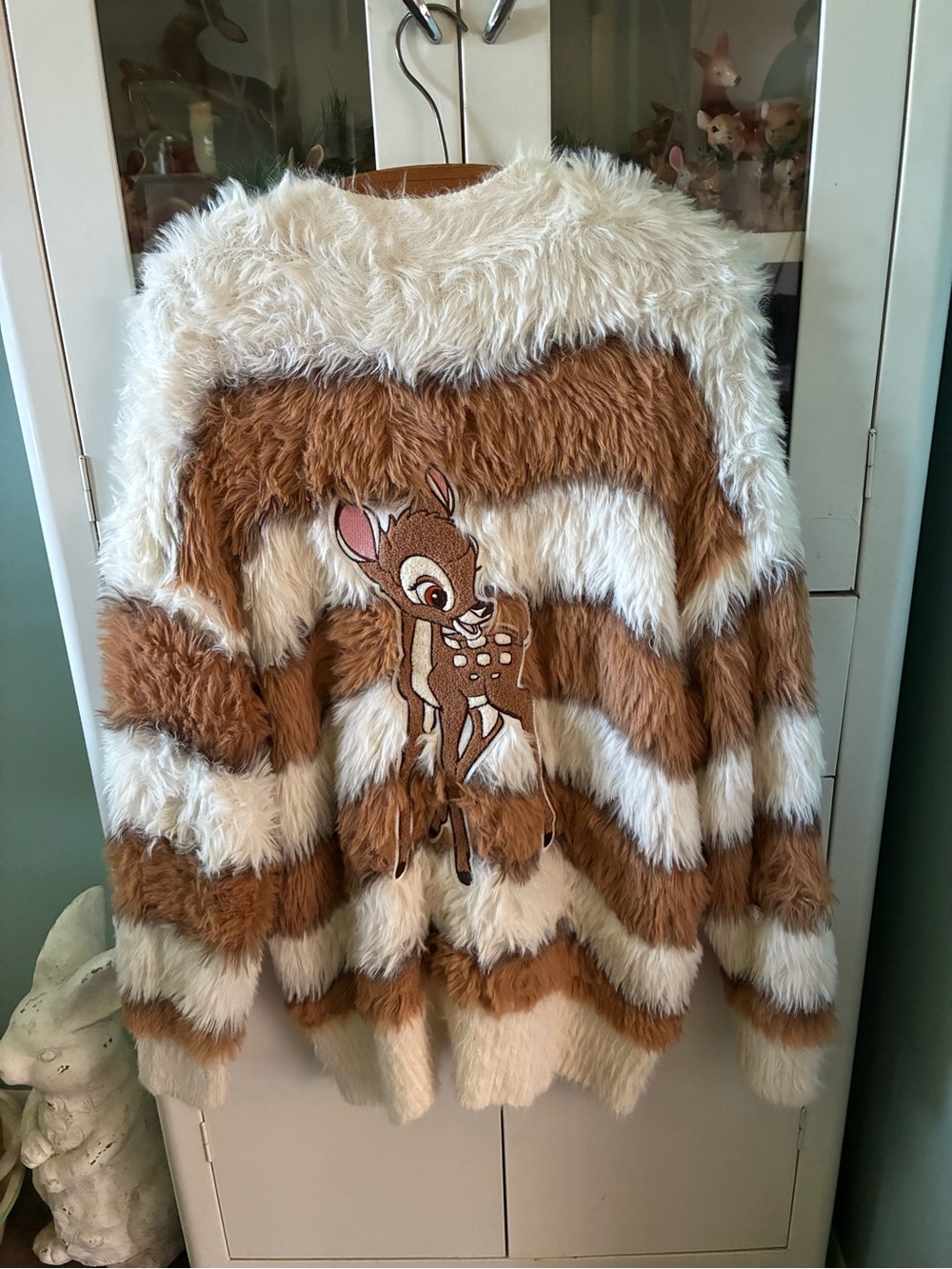 Disney Bambi Bambi Stripe Cardigan  in Cream & Brown Warm euc sz L
